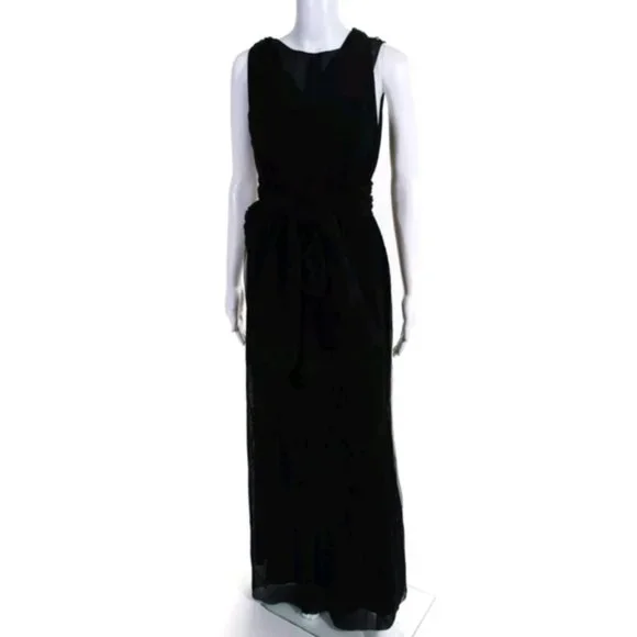 VERA WANG LAVENDER LABEL GOWN BLACK DRAPE DRESS 6 - Picture 2 of 6
